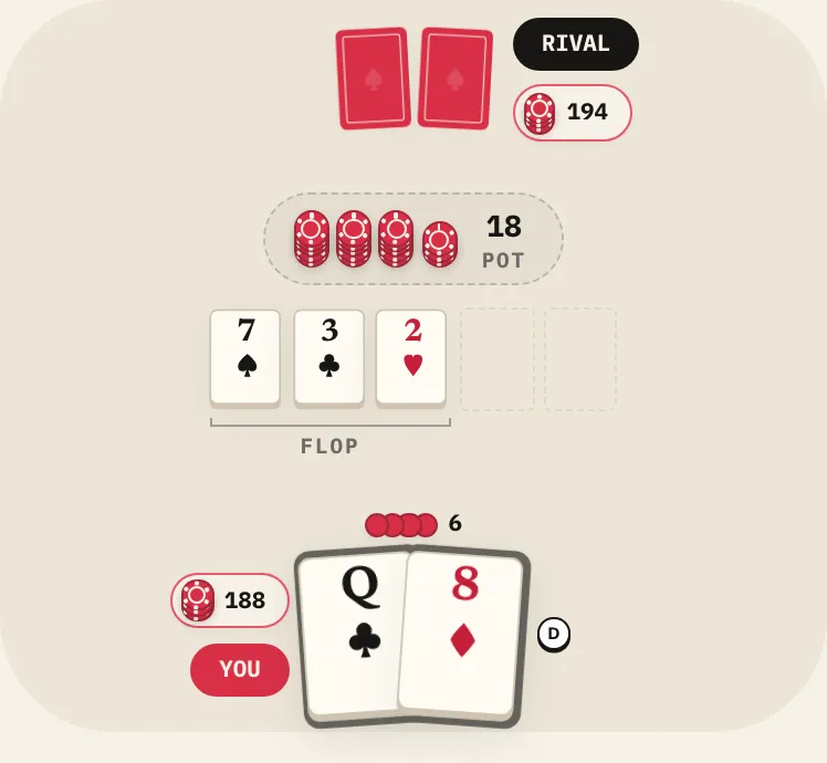 Bluff, on the course's table