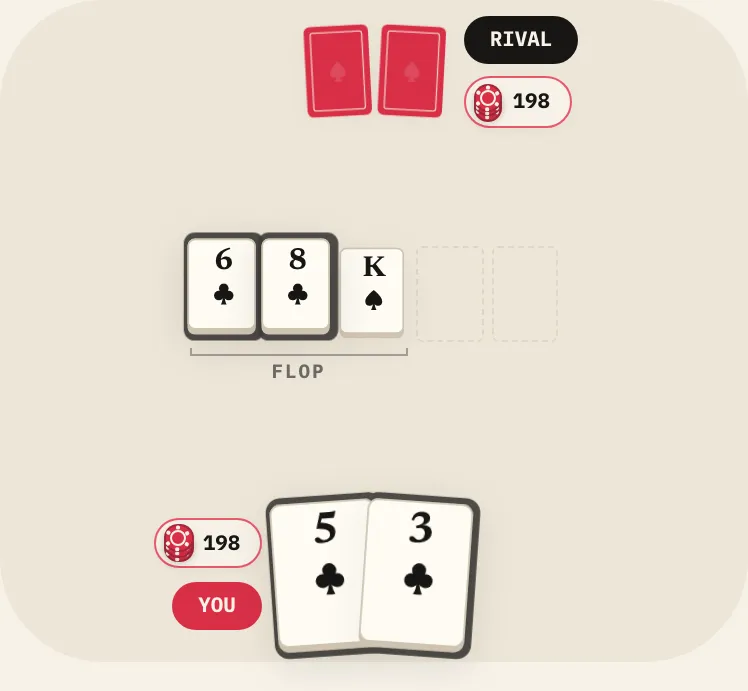 Flush draw, on the course's table